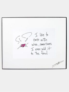 🍷 Mary Phillips Designs Cooking with Wine Framed Art. 10” x 8”.